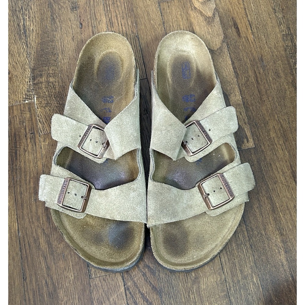 Mens classic Birkenstock Arizona sandals taupe suede Size 43 10.5